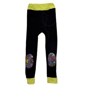 Handmade Kids Spiderman Upcycled Joggers Black Neon 24in Kidcore Patchwork